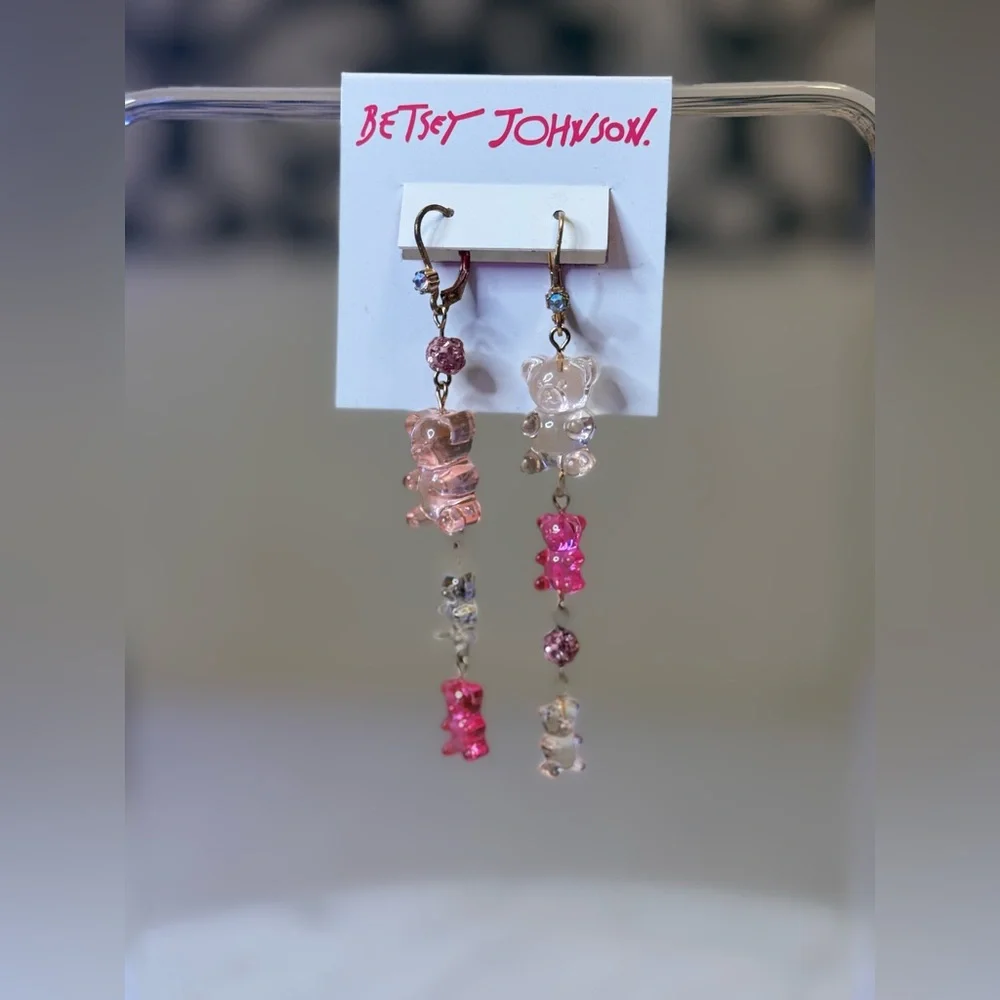 Betsey Johnson Pink Multi-Gummy Bear Drop Earrings